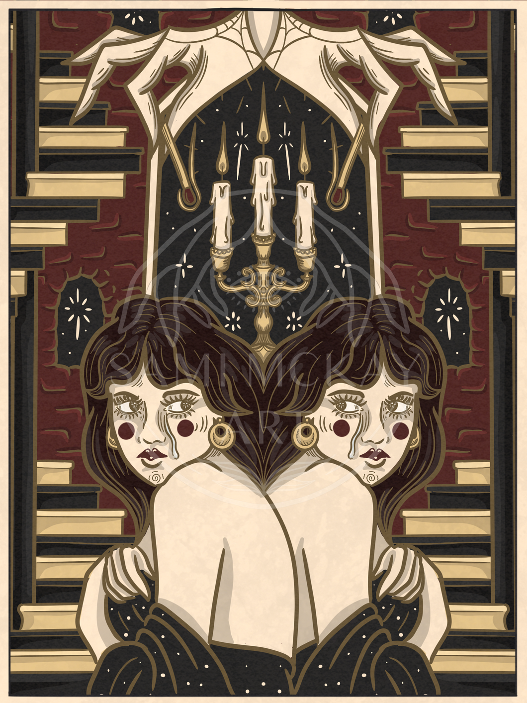 'Light the Way' Print | Gothic Art Print, Art Nouveau Wall Decor, Candelabra Art