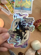 Load image into Gallery viewer, &#39;Conjure&#39; Black Cat Magick Holographic Die-Cut Sticker| Witchy Magic Hand Stickers
