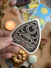 Load image into Gallery viewer, Planchette Clear Sticker| Ouija Design, Halloween Stickers, Spooky Design

