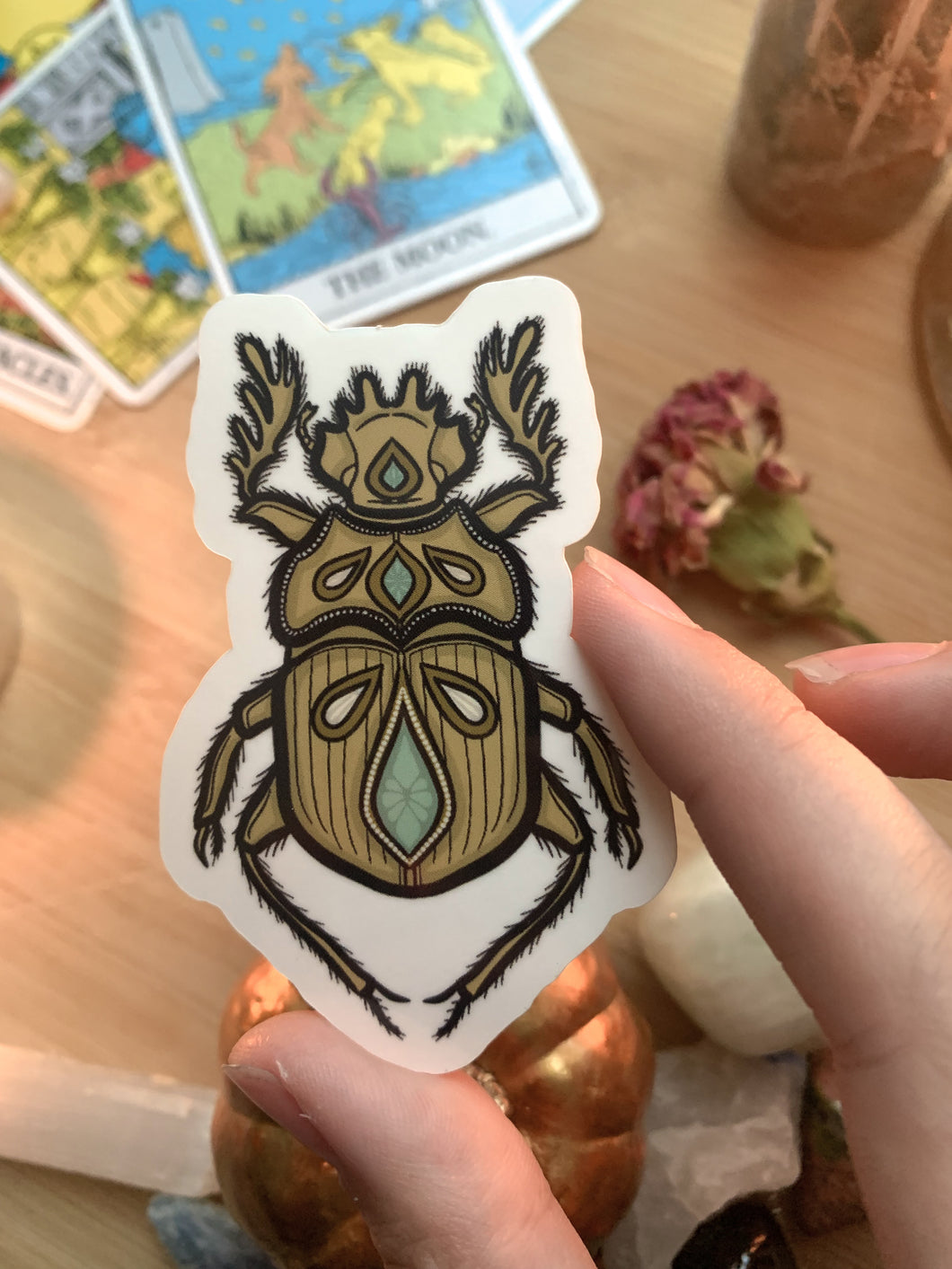 Scarab Clear Sticker| Insect Sticker, Ornamental Bug Sticker