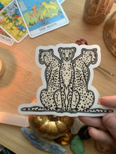 Load image into Gallery viewer, Three Cheetahs Symmetrical Clear Sticker| Witchy Cheetah Sticker, Dye-Cut
