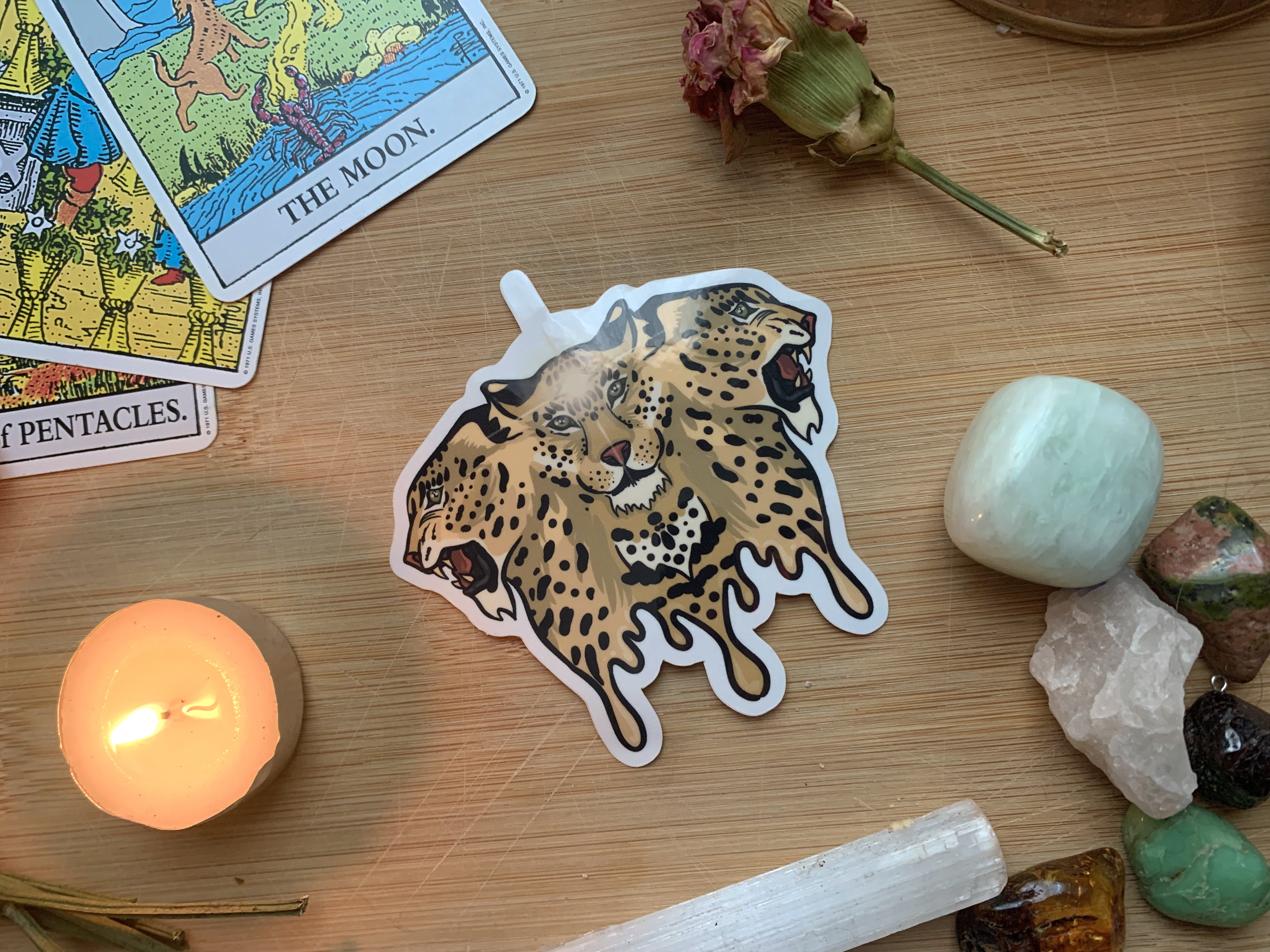 Leopards Clear Sticker| Trippy Drip Leopard Sticker, Symmetrical Design, Witchy Sticker