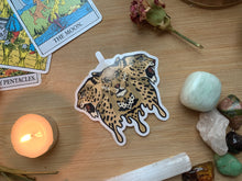Load image into Gallery viewer, Leopards Clear Sticker| Trippy Drip Leopard Sticker, Symmetrical Design, Witchy Sticker
