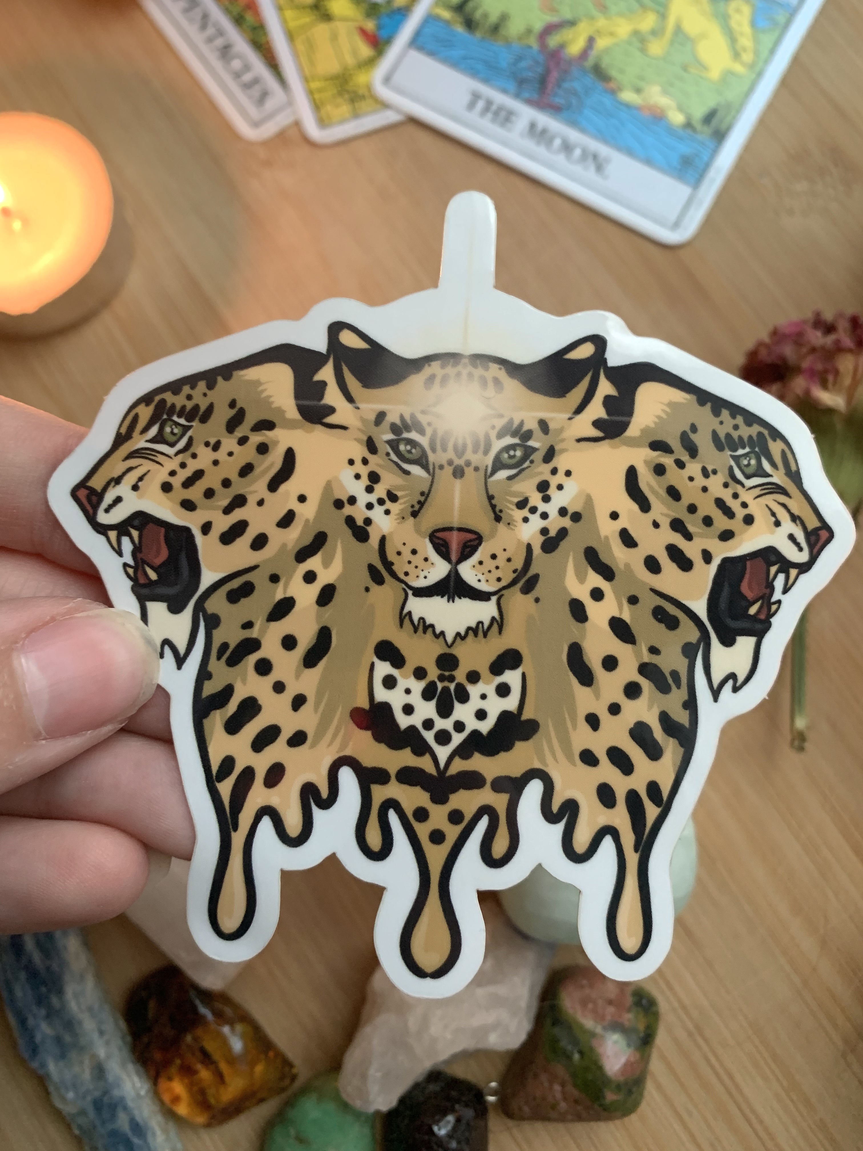 Leopards Clear Sticker| Trippy Drip Leopard Sticker, Symmetrical Design, Witchy Sticker