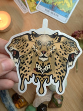 Load image into Gallery viewer, Leopards Clear Sticker| Trippy Drip Leopard Sticker, Symmetrical Design, Witchy Sticker
