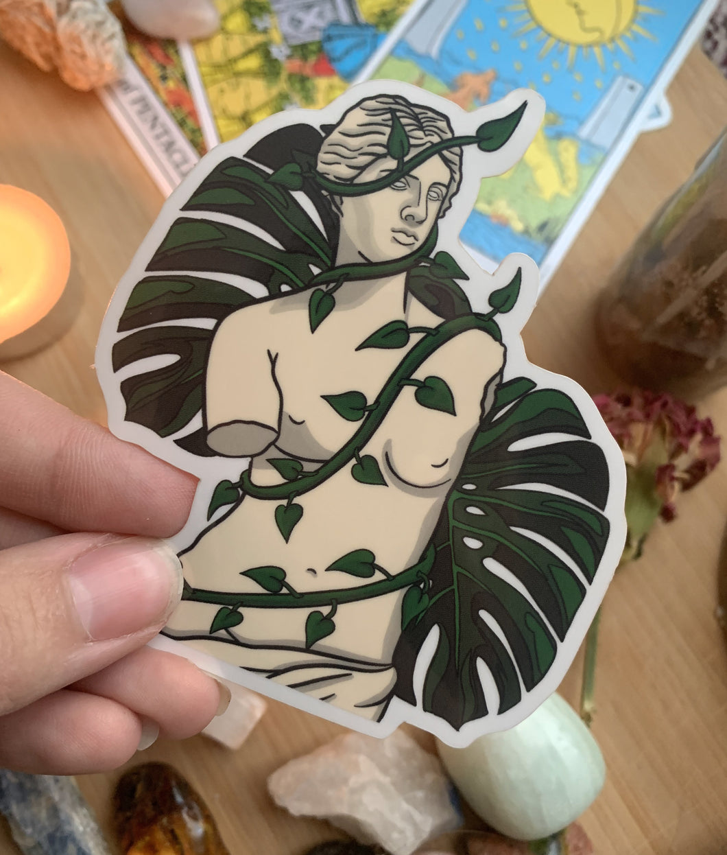 Venus de Milo Clear Sticker| Fine Art Plant Sticker, Ancient Greece Sculpture Sticker, Art History Sticker