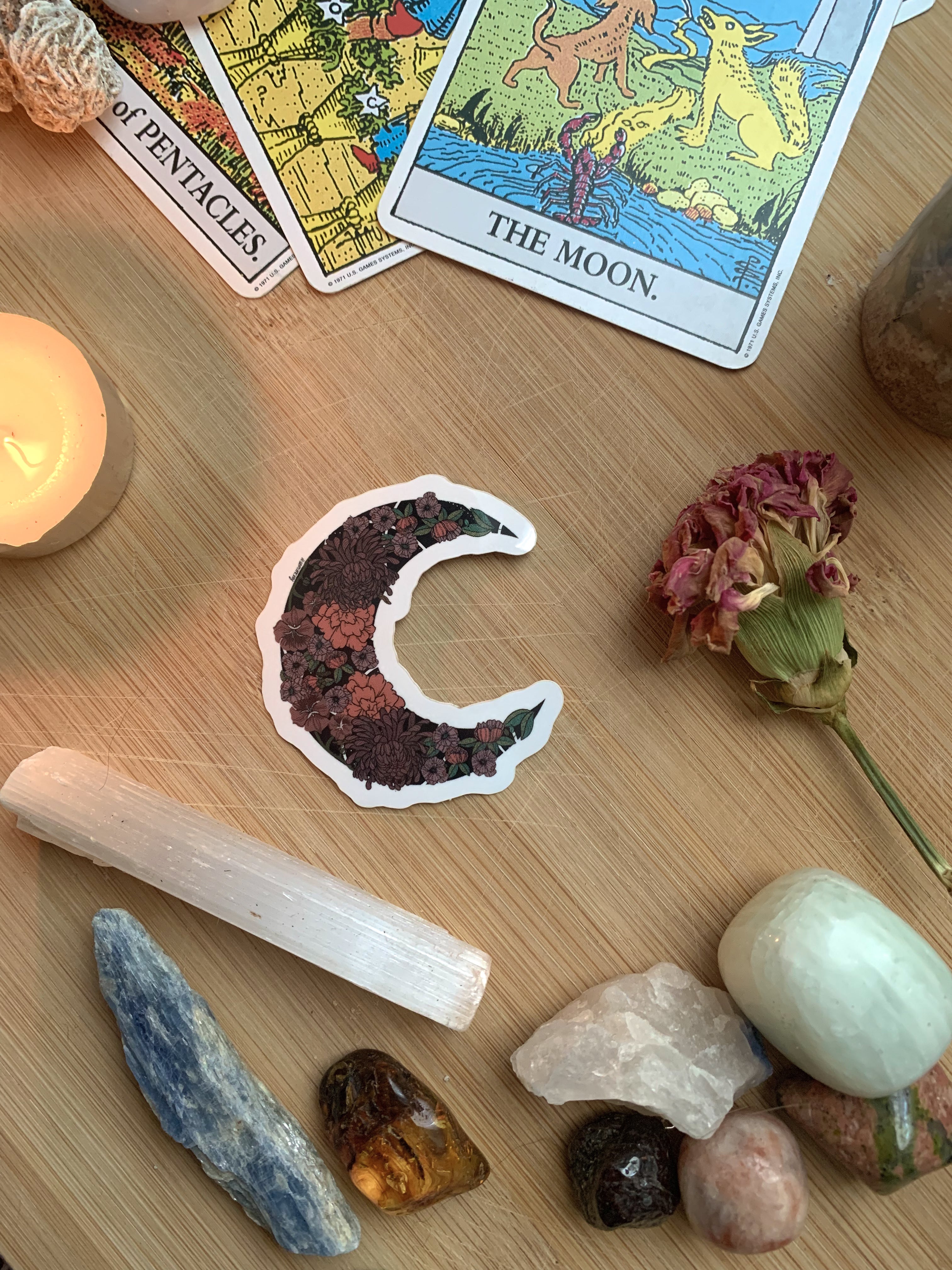 Floral Moon Sticker