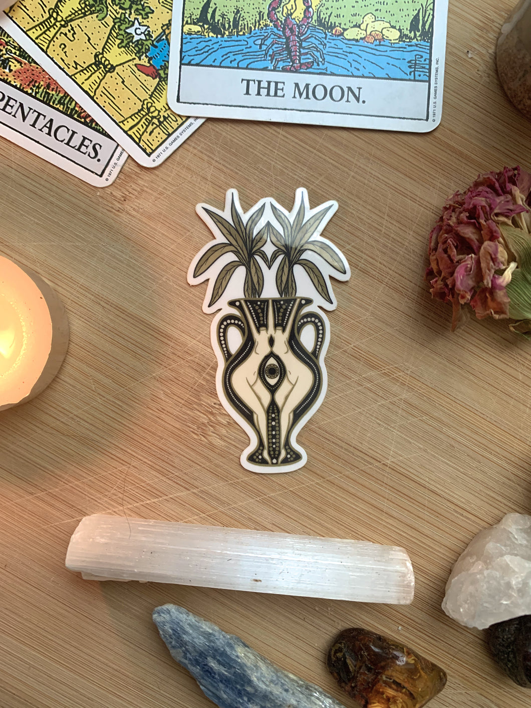 Vase Clear Sticker| Symmetrical Plant Sticker, Vase, Divine Feminine Sticker
